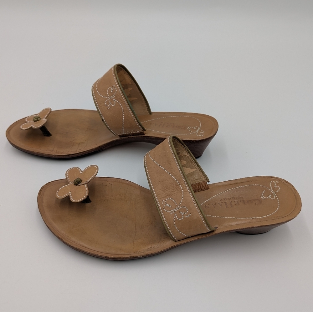 Cole Haan Women's Mindi Beige Leather Butterfly Kitten Heel Sandals 7B Fairycore